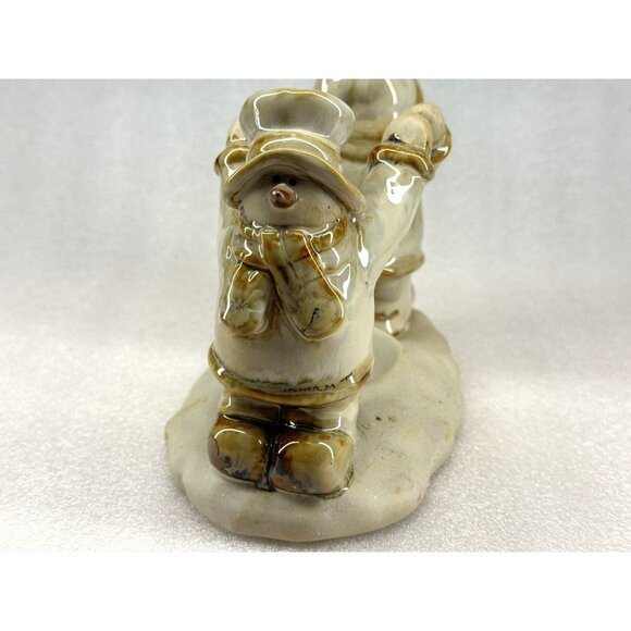 Ceramic Snowmen Circle Friends Candle Holder Figurine Holiday Winter Decor - Picture 3 of 6